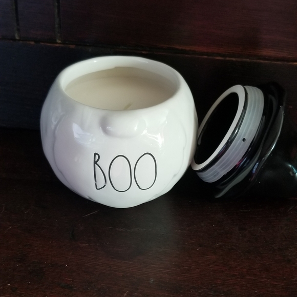 Rae Dunn BOO Gnome Candle jar canister happy Halloween ghost spooky trick or tre - Picture 3 of 5